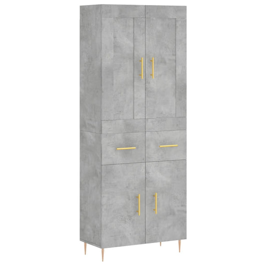 Highboard Concrete Grey 69.5x34x180 cm Engineered Wood