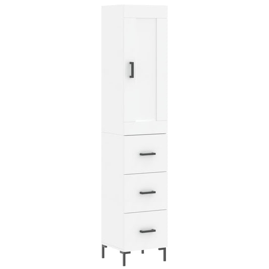 Highboard White 34.5x34x180 cm Engineered Wood