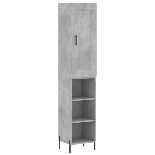 Highboard Concrete Grey 34,5x34x180 cm Engineered Wood
