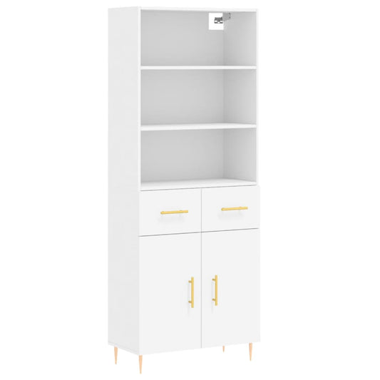 Highboard White 69.5x34x180 cm Engineered Wood