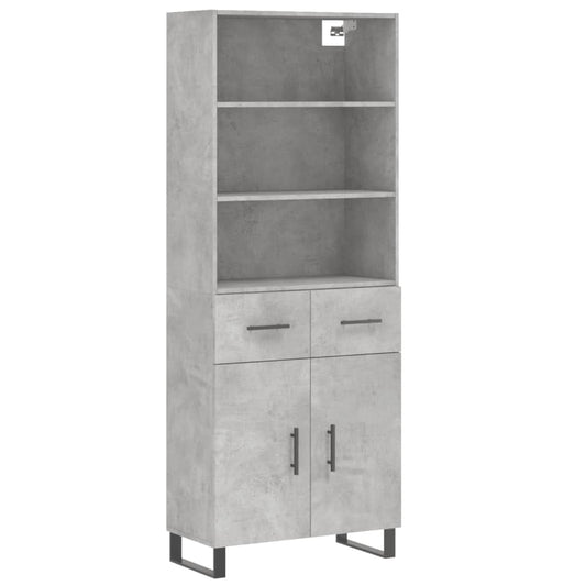 Highboard Concrete Grey 69.5x34x180 cm Engineered Wood