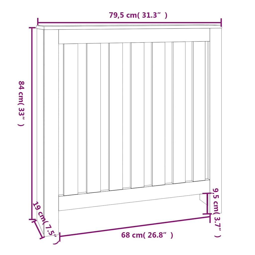 Radiator Cover White 79.5x19x84 cm Solid Wood Pine