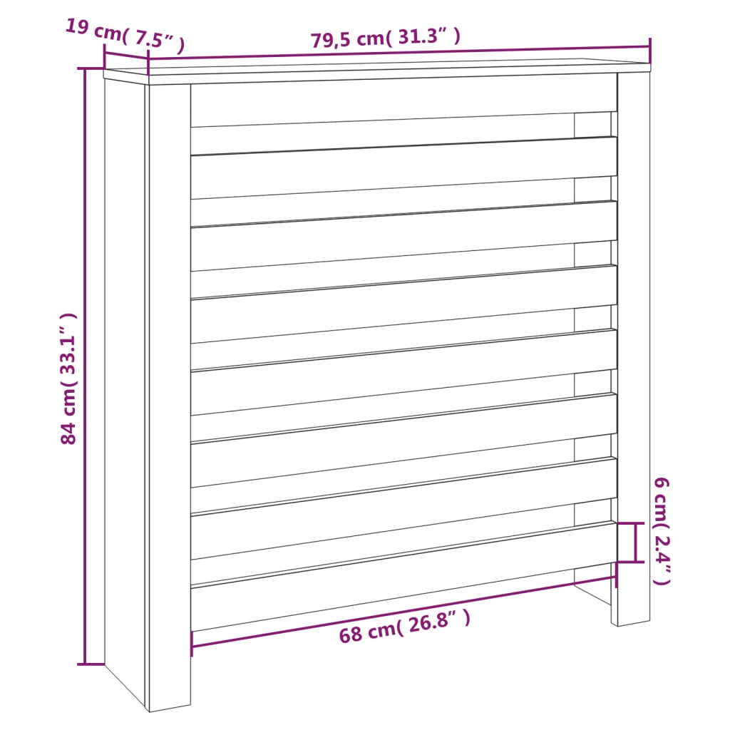 Radiator Cover White 79.5x19x84 cm Solid Wood Pine