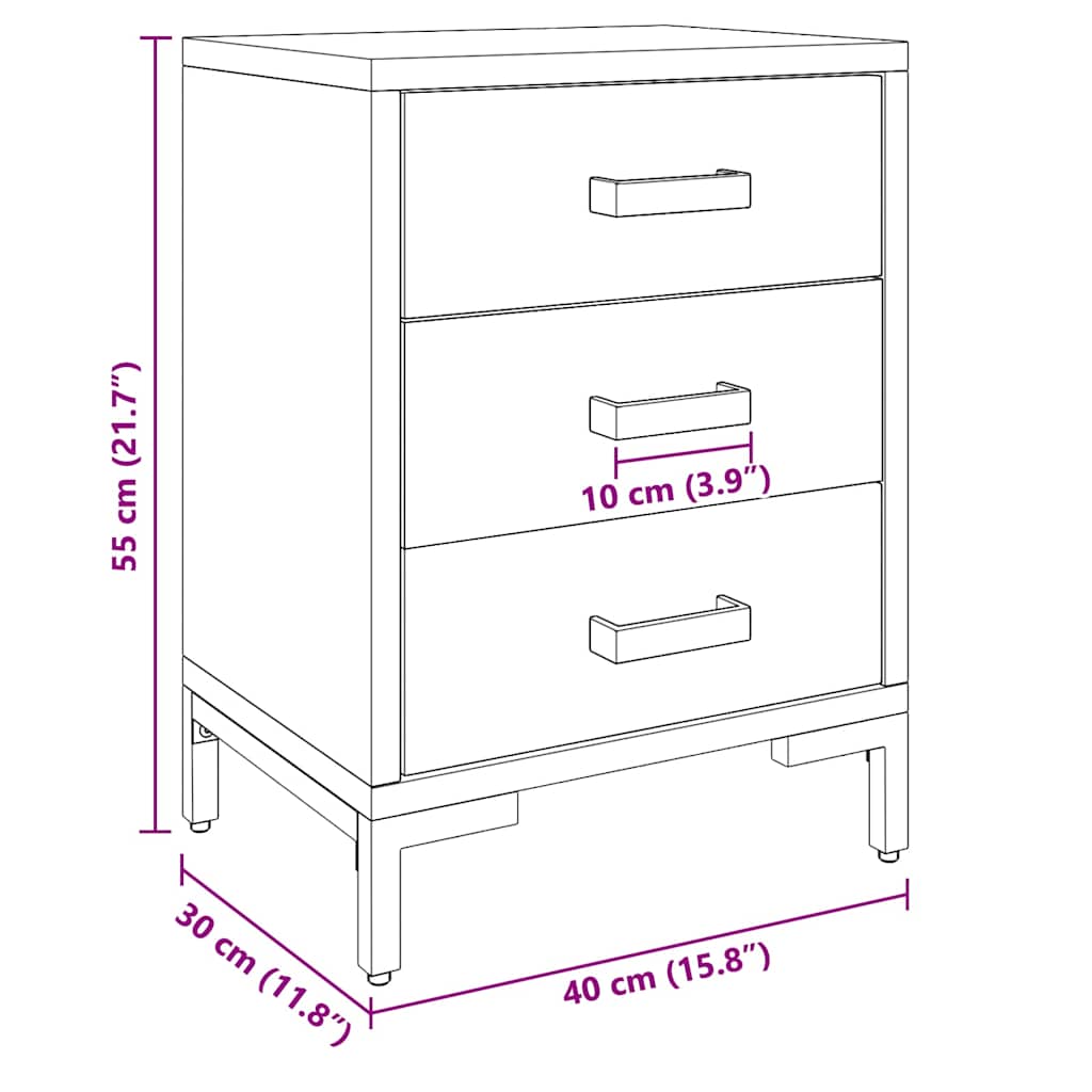 Bedside Cabinets 2 pcs 40x30x55 cm Solid Wood Pine