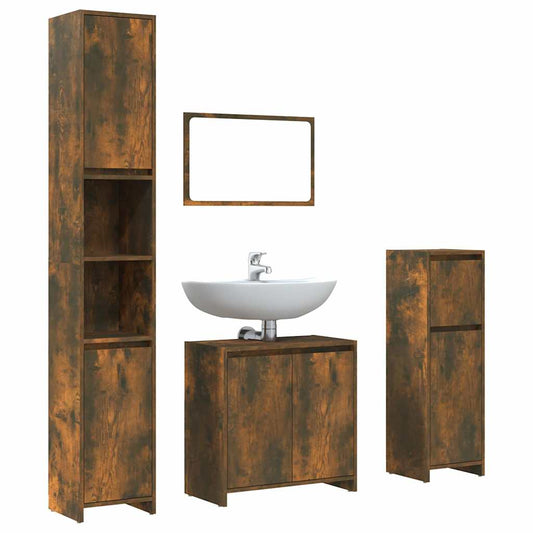 Bathroom Furniture Set | Smoked oak | Engineered wood | Medium