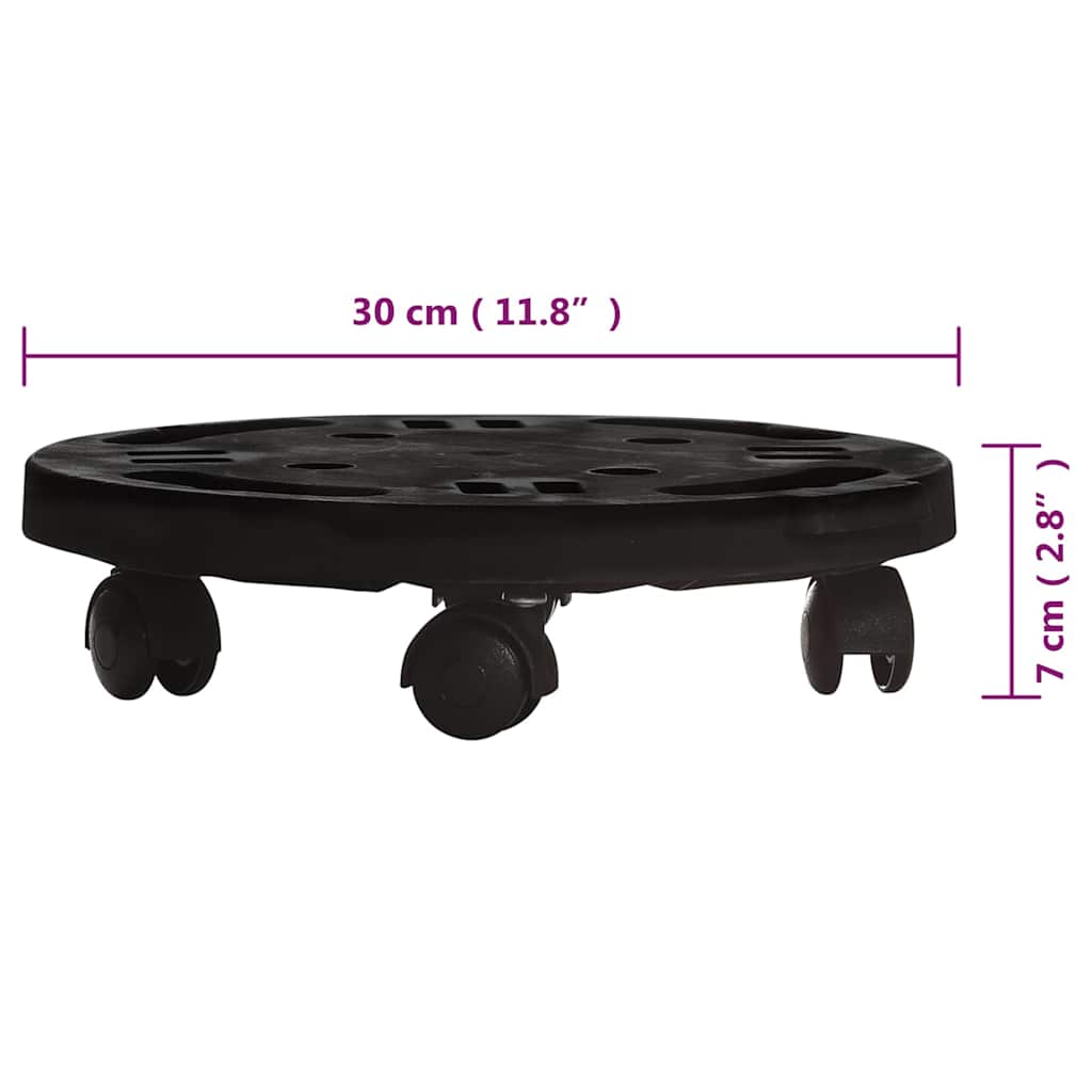 Plant Trolleys with Wheels 3 pcs Diameter 30 cm Black 170 kg