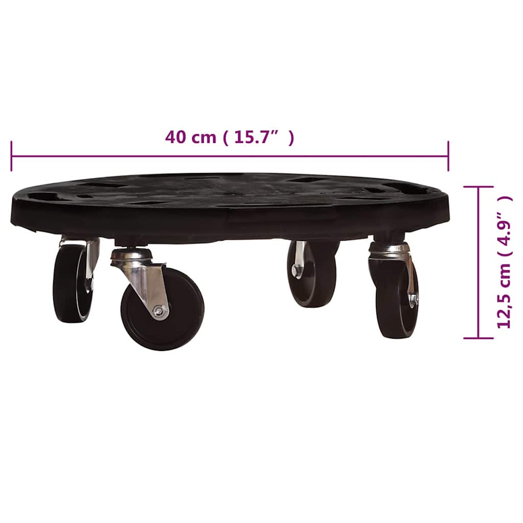 Plant Trolleys with Wheels 3 pcs Diameter 40 cm Black 275 kg