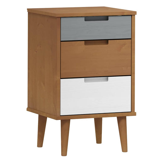 Bedside Cabinet "MOLDE" Brown 40x35x65 cm Solid Wood Pine