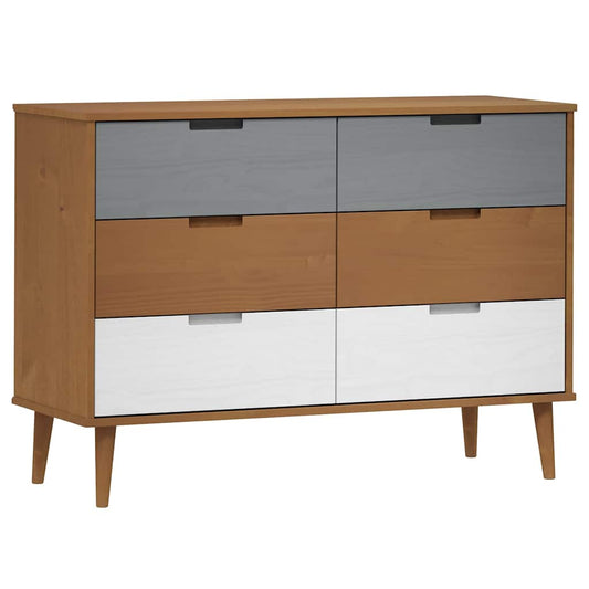 Drawer Cabinet MOLDE Brown 113x40x80 cm Solid Wood Pine