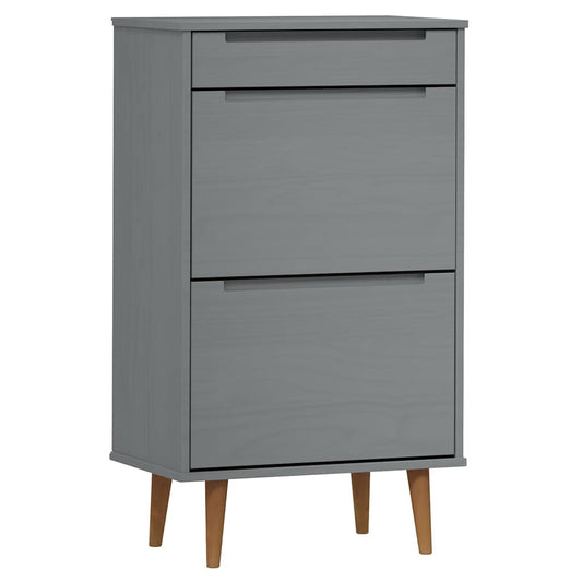 Shoe Cabinet MOLDE Grey 59,5x35x103 cm Solid Wood Pine