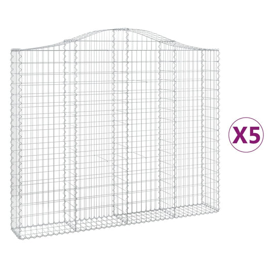 Arched Gabion Baskets 5 pcs 200x30x160/180 cm Galvanised Iron