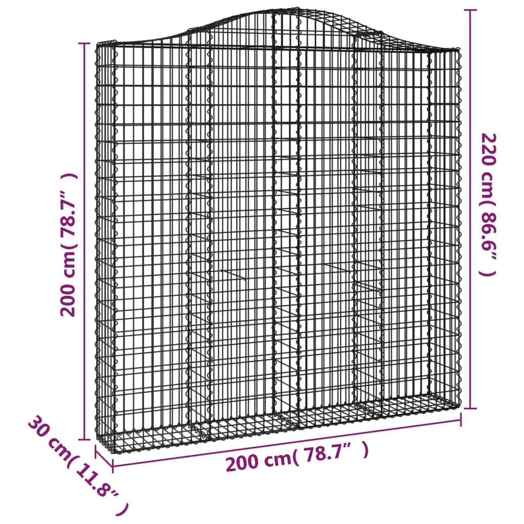 Arched Gabion Baskets 4 pcs 200x30x200/220 cm Galvanised Iron
