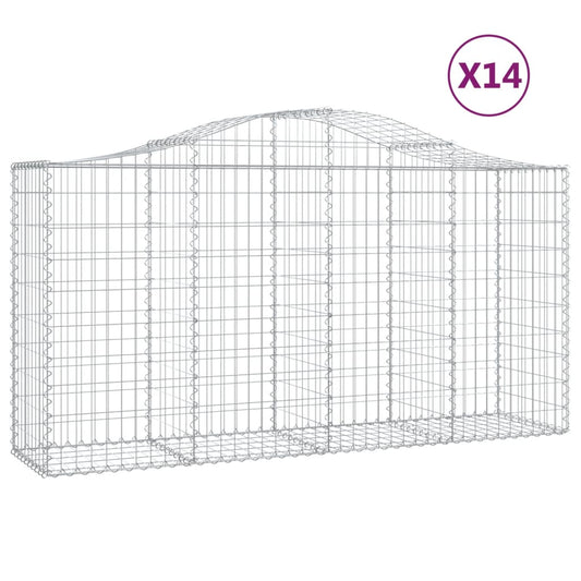 Arched Gabion Baskets 14 pcs 200x50x100/120 cm Galvanised Iron