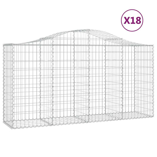 Arched Gabion Baskets 18 pcs 200x50x100/120 cm Galvanised Iron