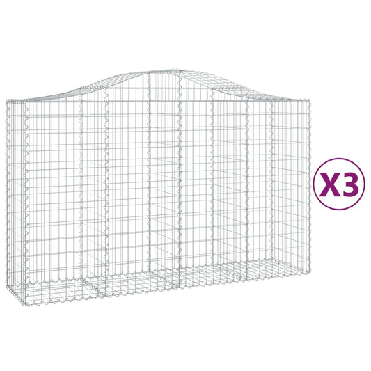 Arched Gabion Baskets 3 pcs 200x50x120/140 cm Galvanised Iron