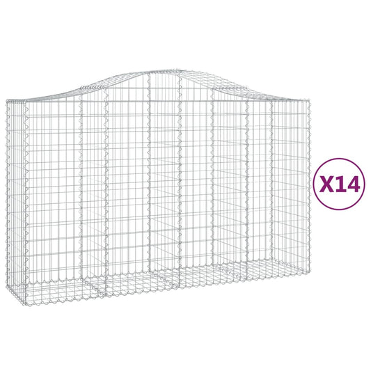 Arched Gabion Baskets 14 pcs 200x50x120/140 cm Galvanised Iron