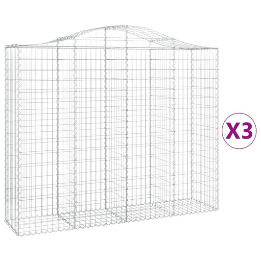 Arched Gabion Baskets 3 pcs 200x50x160/180 cm Galvanised Iron