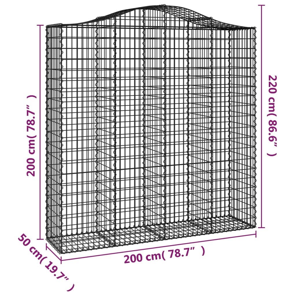 Arched Gabion Baskets 4 pcs 200x50x200/220 cm Galvanised Iron