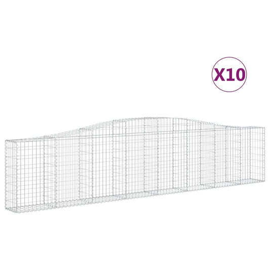 Arched Gabion Baskets 10 pcs 400x30x80/100 cm Galvanised Iron