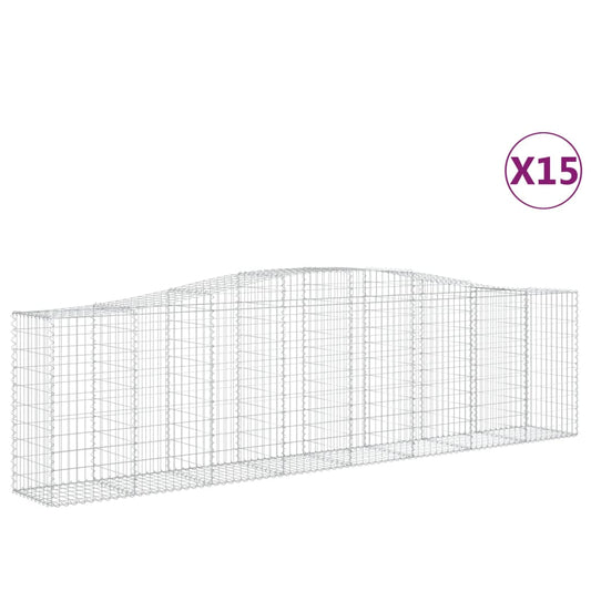 Arched Gabion Baskets 15 pcs 400x50x100/120 cm Galvanised Iron