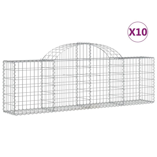 Arched Gabion Baskets 10 pcs 200x30x60/80 cm Galvanised Iron