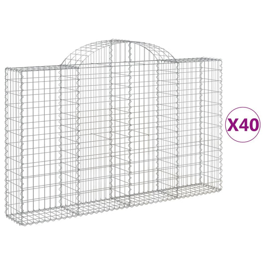 Arched Gabion Baskets 40 pcs 200x30x120/140 cm Galvanised Iron
