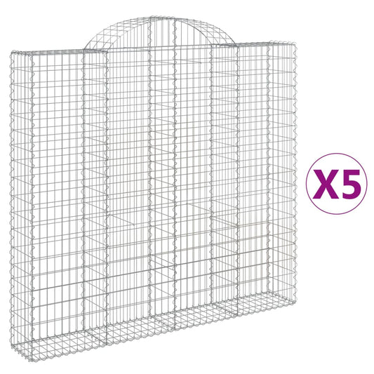 Arched Gabion Baskets 5 pcs 200x30x180/200 cm Galvanised Iron