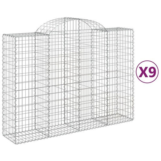 Arched Gabion Baskets 9 pcs 200x50x140/160 cm Galvanised Iron