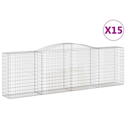 Arched Gabion Baskets 15 pcs 400x50x120/140 cm Galvanised Iron