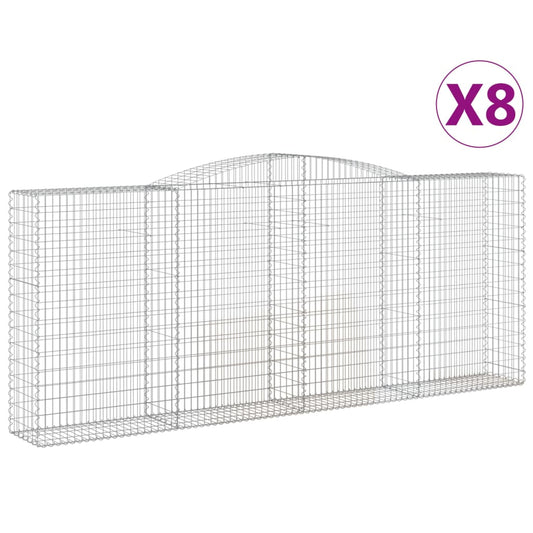 Arched Gabion Baskets 8 pcs 400x50x160/180 cm Galvanised Iron