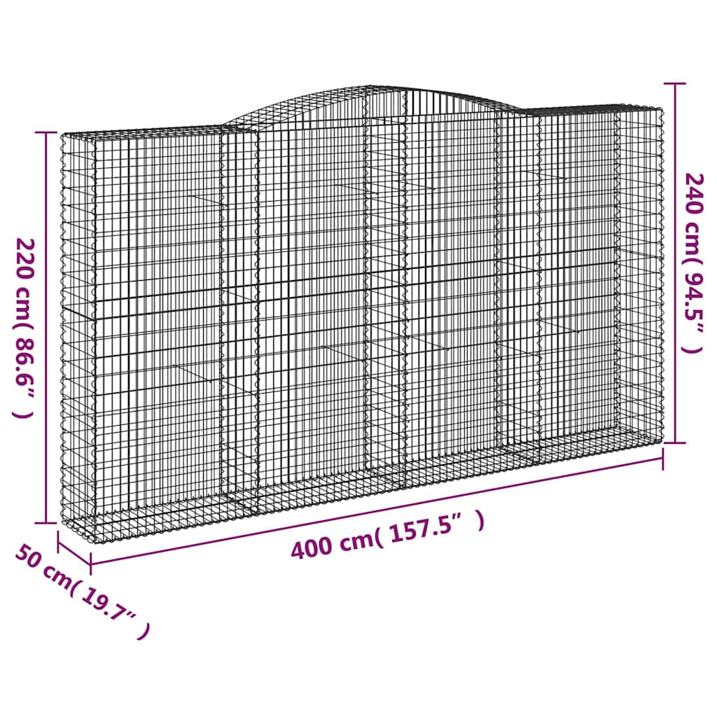 Arched Gabion Baskets 5 pcs 400x50x220/240 cm Galvanised Iron