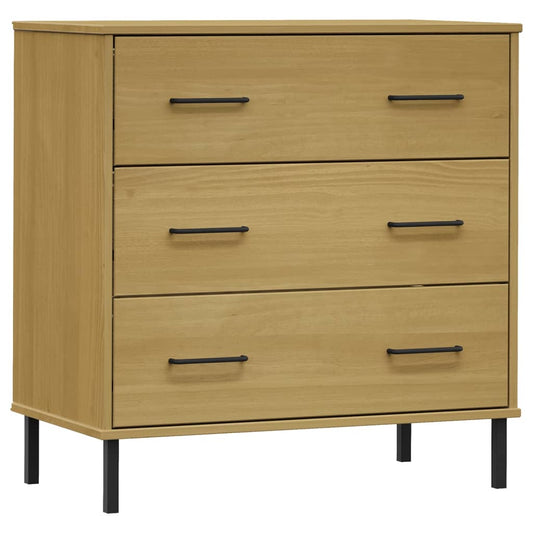 Sideboard with 3 Drawers Brown 77x40x79,5 cm Solid Wood "OSLO