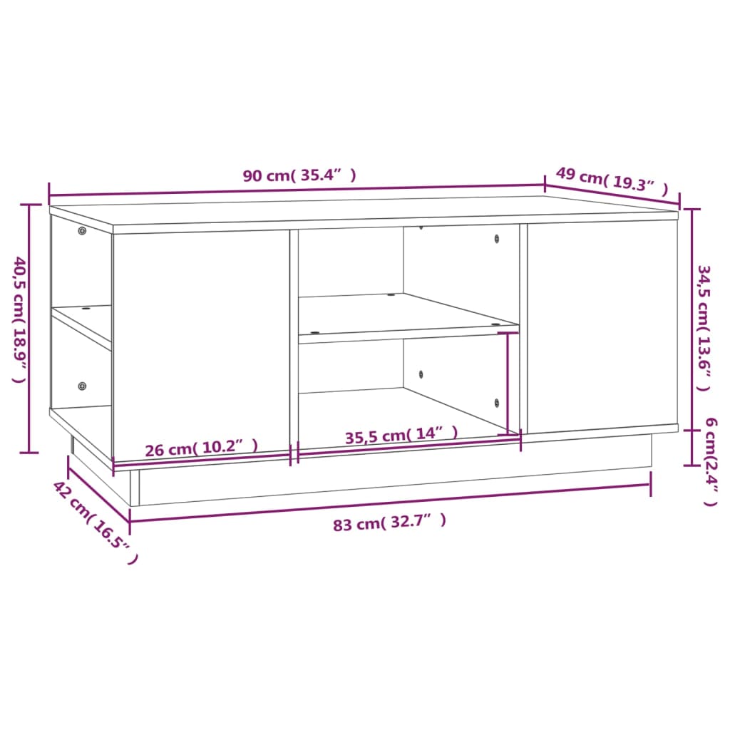 Coffee Table | Black | Solid pinewood | Medium | Coffee Table