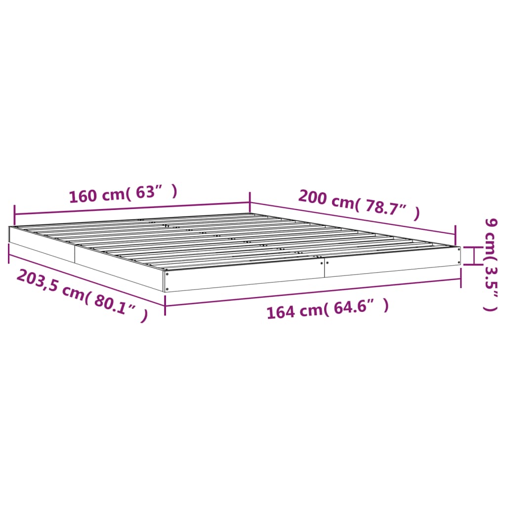 Bed Frame | Natural pine | Solid pine wood and plywood | Standard Double