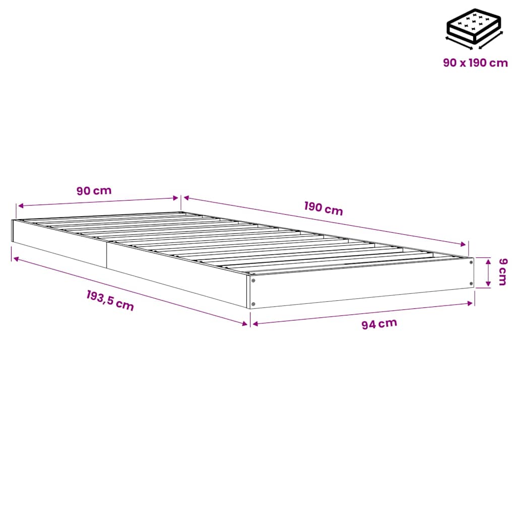 Bed Frame without Mattress White 90x190 cm Single Single Solid Wood Pine