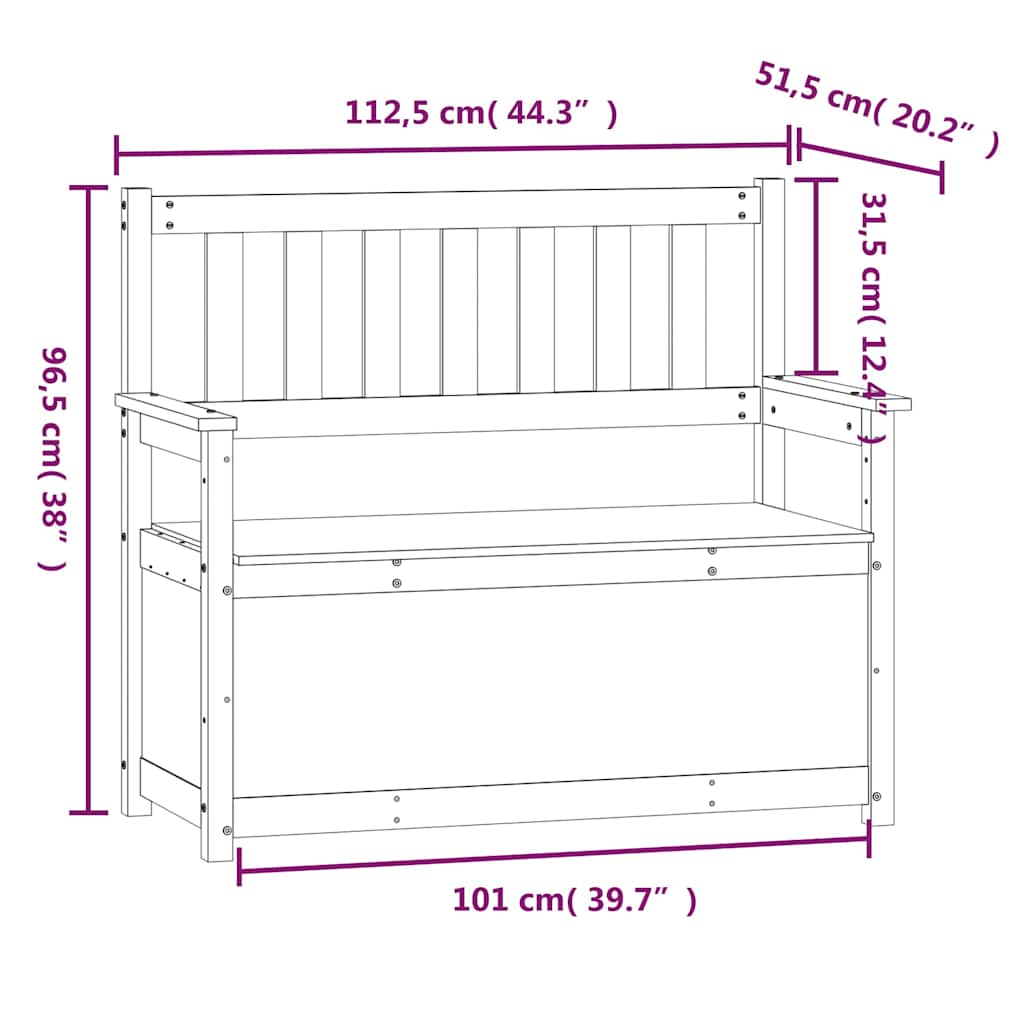 Bench White 112.5x51.5x96.5 cm Solid Wood Pine