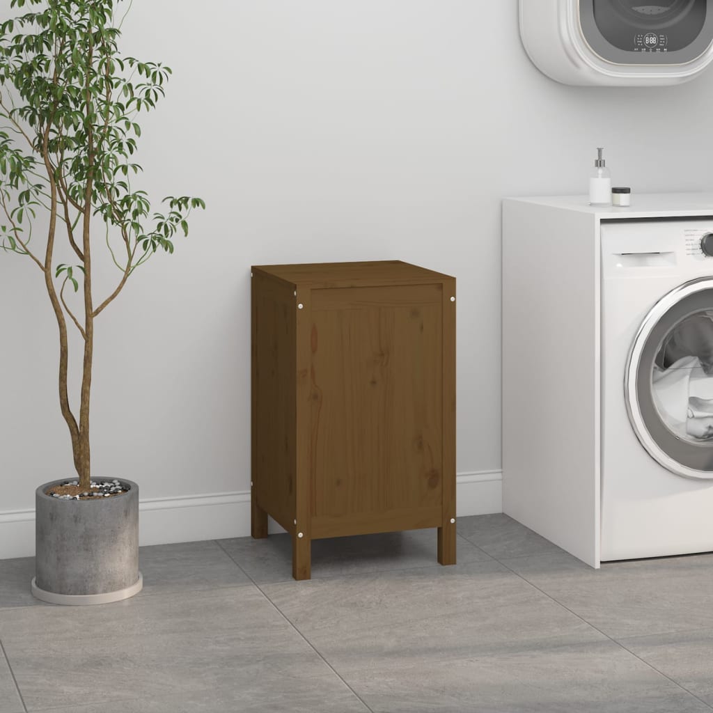 Laundry Box Honey Brown 44x44x76 cm Solid Wood Pine