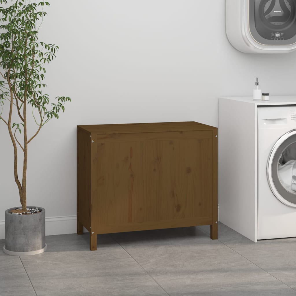 Laundry Box Honey Brown 88.5x44x76 cm Solid Wood Pine