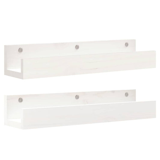 Wall Shelves 2 pcs White 50x12x9 cm Solid Wood Pine