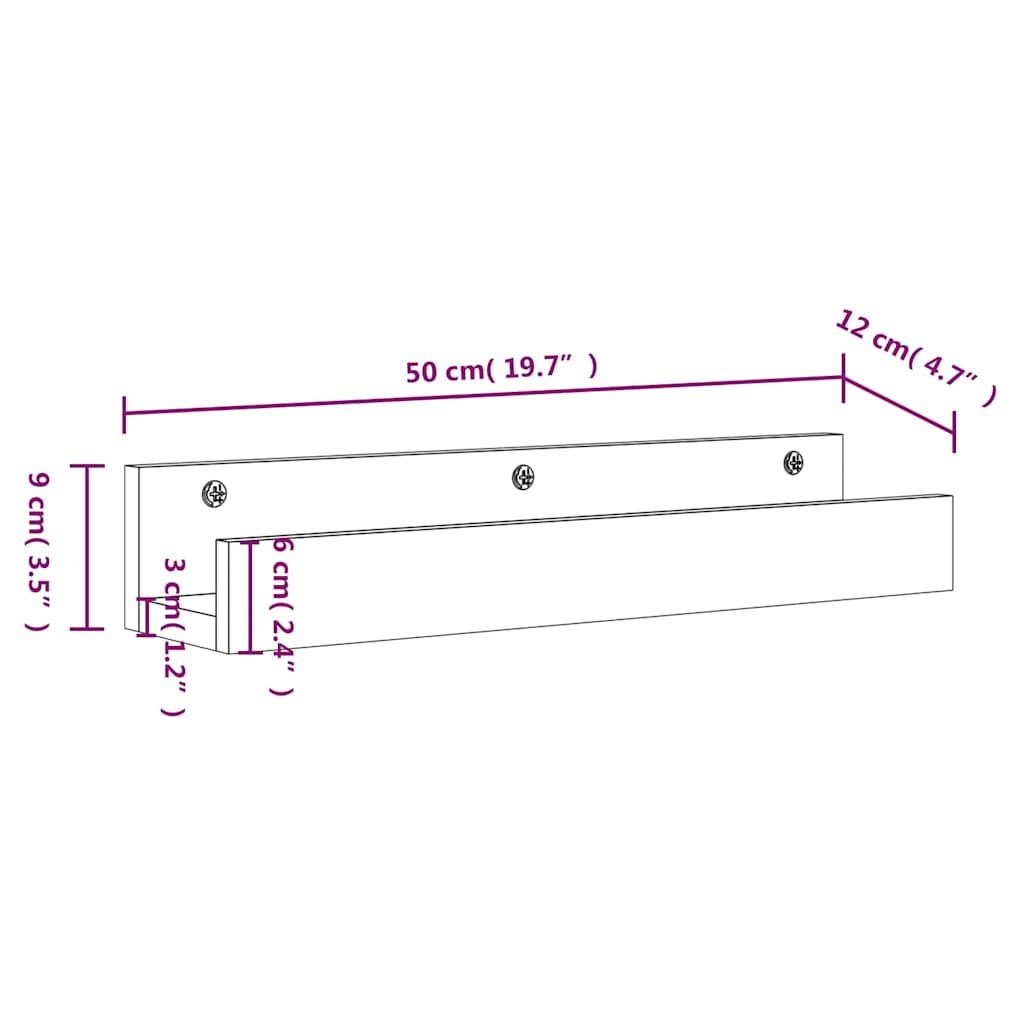 Wall Shelves 2 pcs White 50x12x9 cm Solid Wood Pine