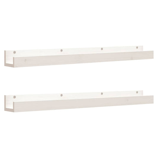 Wall Shelves 2 pcs White 110x12x9 cm Solid Wood Pine