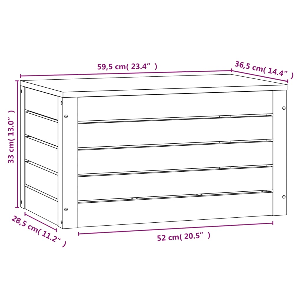 Storage Box White 59,5x36,5x33 cm Solid Wood Pine