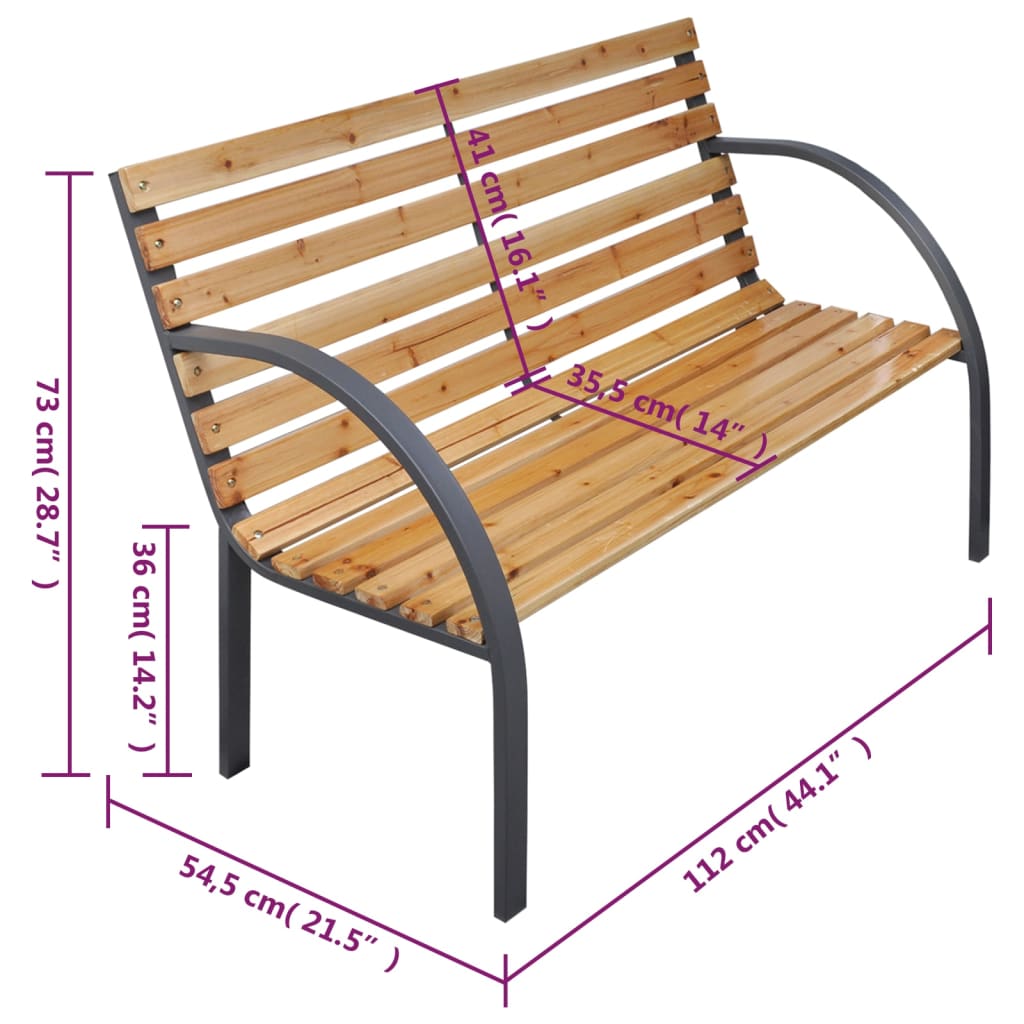 vidaXL Garden Bench Natural wood, grey Solid fir wood, steel Medium