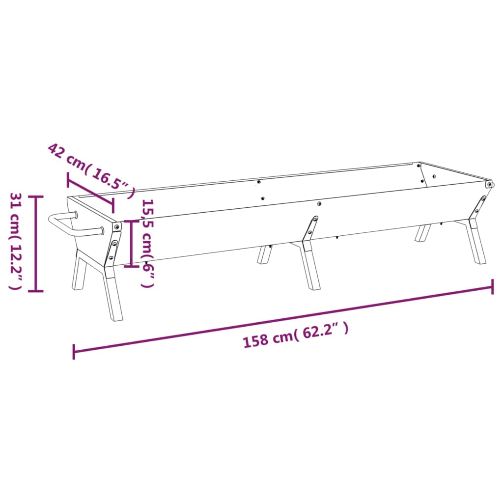 BBQ Tray Silver 158x42x31 cm Stainless Steel