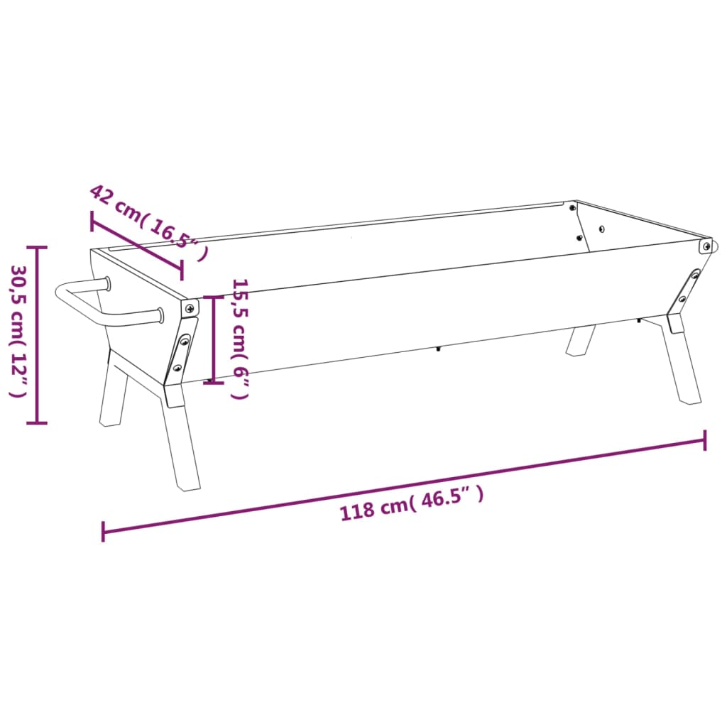BBQ Tray Silver 118x42x30.5 cm Stainless Steel