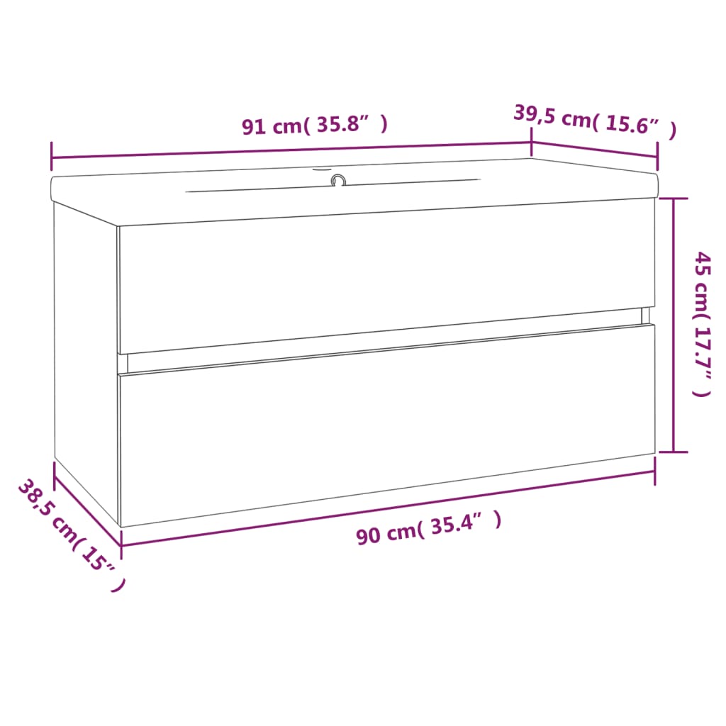 Sink Cabinet with Built-in Basin Grey Sonoma Engineered Wood