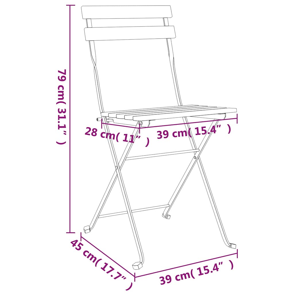 Folding Bistro Set | Natural wood | Solid acacia wood | Standard