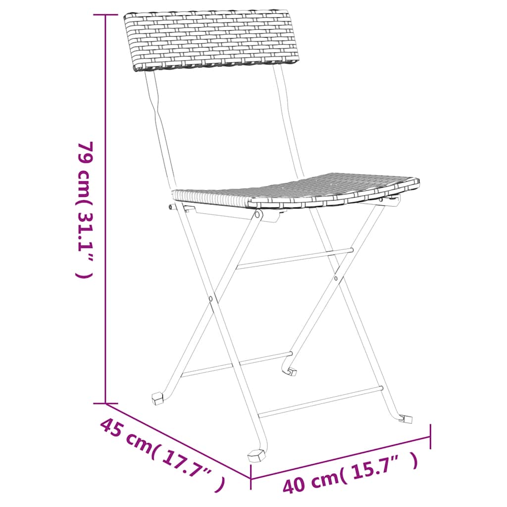 Folding Chairs 6 pcs Grey Poly Rattan and Steel