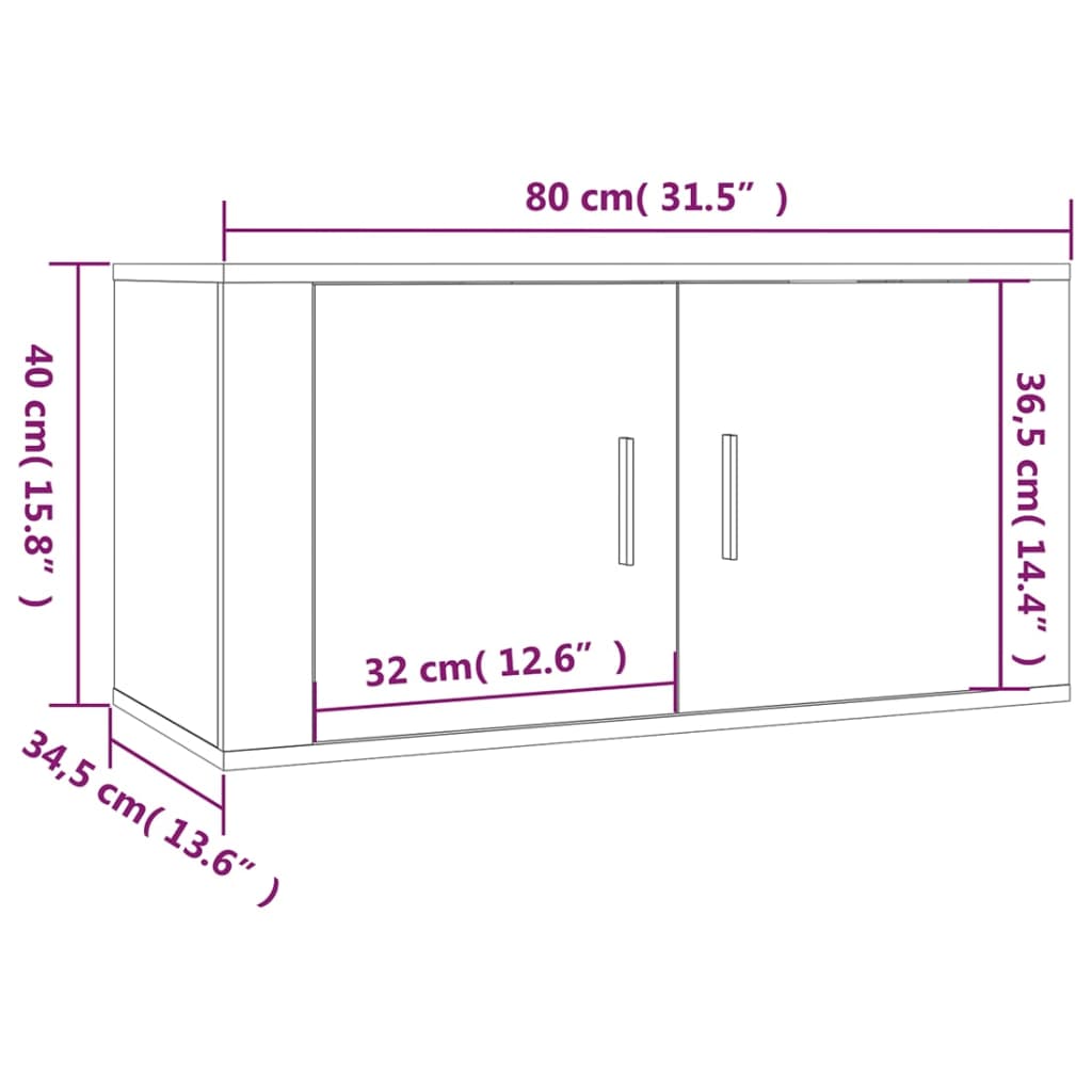 Wall Mounted TV Cabinet White 80x34,5x40 cm