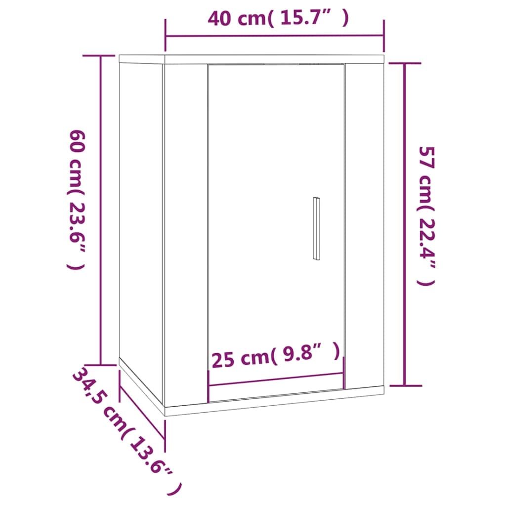 Wall Mounted TV Cabinet High Gloss White 40x34,5x60 cm